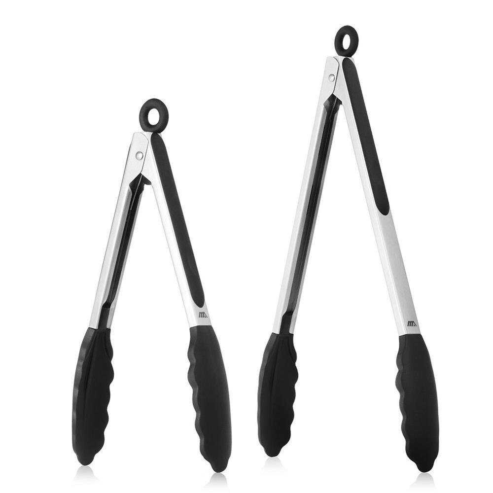 Kitchen Silicone Food Tongs 2 pack 9 Inch & 12 Inch Non-Slip Non-Stick BBQ Grilling Tong Cooking Tong with Joint Lock