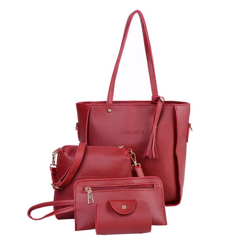 Sac 3 pièces femmes sacs à main ensemble sacs à bandoulière en cuir grande capacité Sac fourre-tout décontracté femme gland seau sacs à main et sacs à main: e