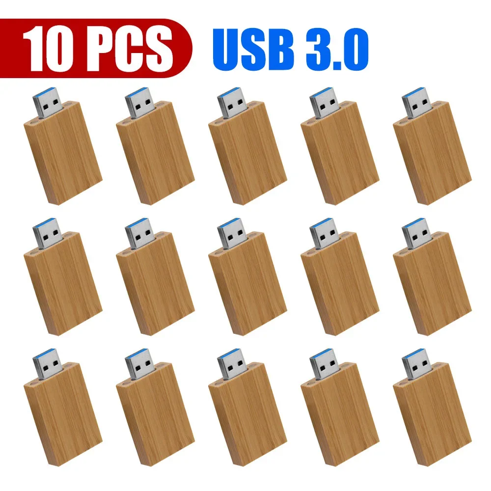 10 stk/parti usb-minnepinner i tre med 3.0 stk. gratis logo, 128gb 64gb . minnepenner, 16gb 32gb 8gb minnepinne til bedrifter, usb-pinne: Grønn / 8gb