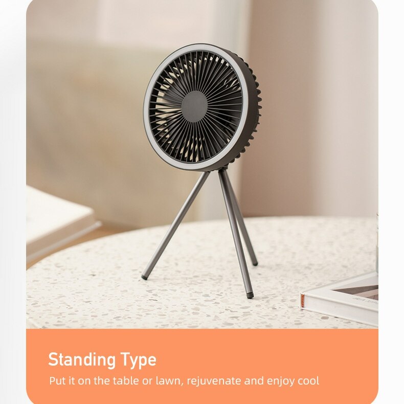 Standing Tripod Fan Outdoor Camping Hanging Fan Dual-use Portable Fan light Home charging small ceiling Fan