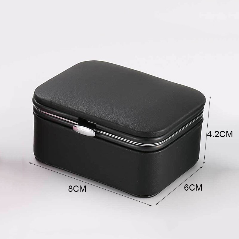Leather Jewelry Organizer Ring Pendant Earrings Necklace Storage Box Women Jewelry Display Boxes Cosmetics Beauty Container Case: Carbon black