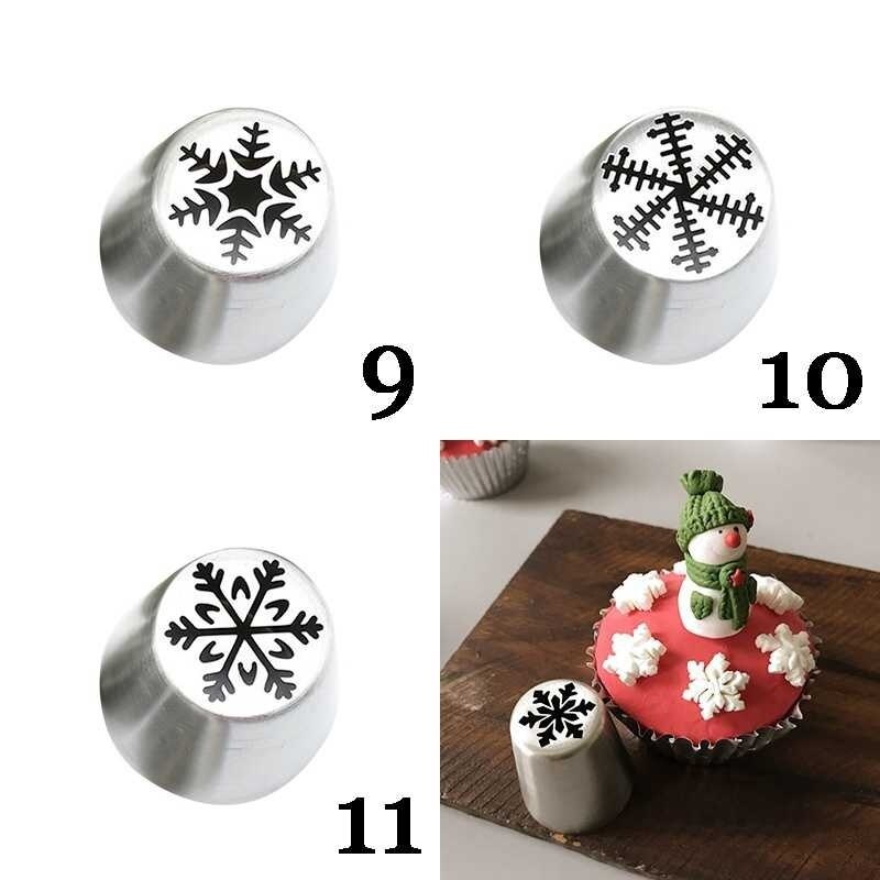 Juego de boquillas con forma de copo de nieve para decoración de pasteles, repostería para glaseado, decoración de pasteles y magdalenas, utensilios de cocina para hornear, navidad