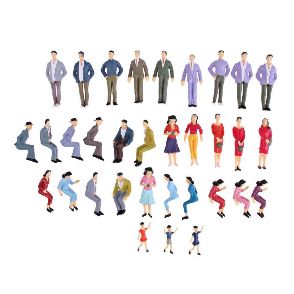 Lot of 30pcs Figurines Person Man Woman Children Standing Sitting Models in