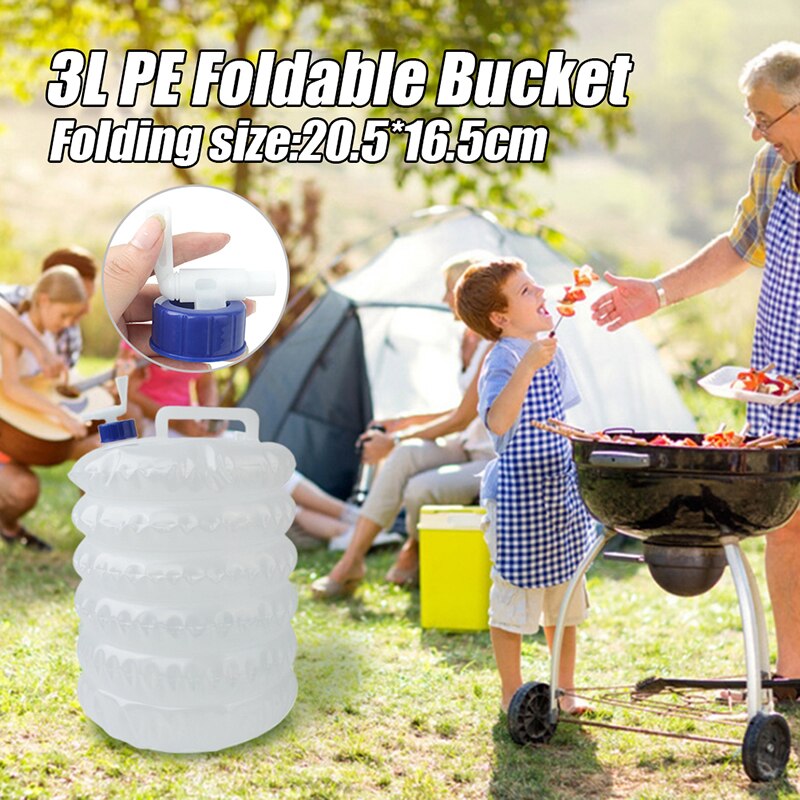 3L Outdoor Camping Opvouwbare Emmer Water Zak Container Met Tap Draagbare