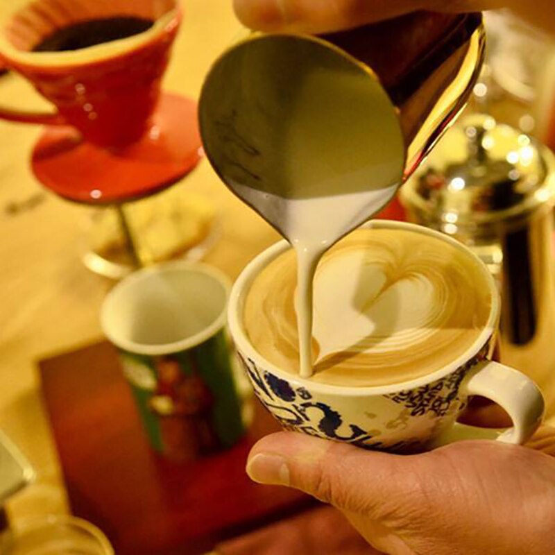 350ml rustfrit stål mælk/kaffe/cappuccino/latte art skummende kande barista mælkekande kop & dekorationskunst pen