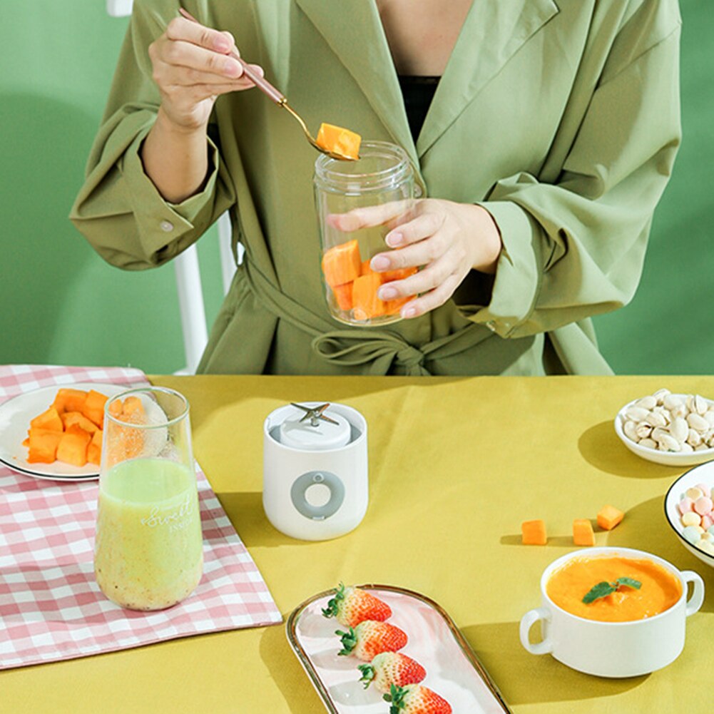 Licuadora portátil recargable por USB, procesador de batidos eléctrico, máquina exprimidora de frutas Personal de mano, 500ml