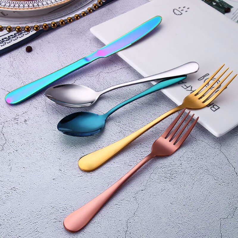 Goud Bestek Set Vorken Lepels Vorken Messen Servies Set Servies Stalen Bestek Set Chopstick Lepel Mes Vork