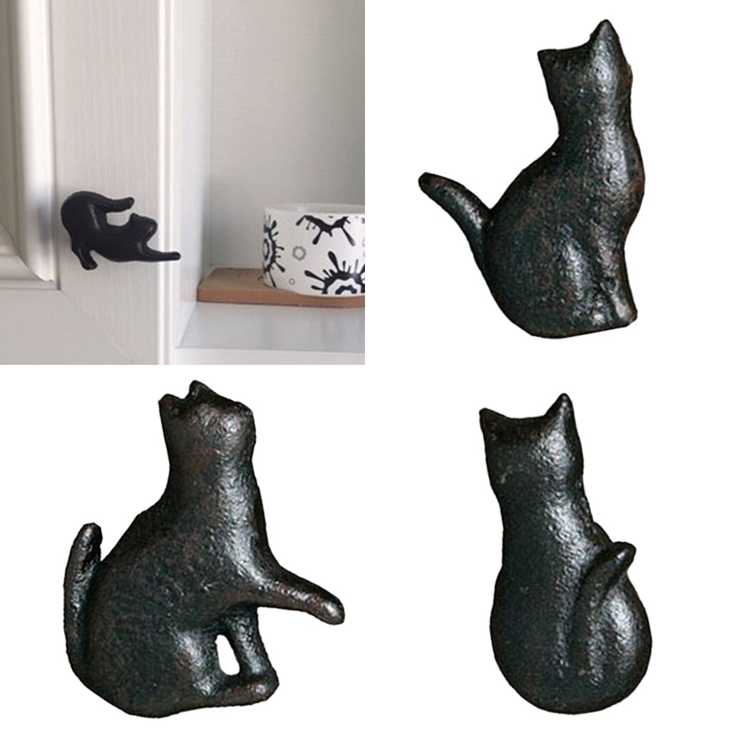 4x katte skab skuffeknap køkkenskab dør træk garderobe støbejerns håndtag børn kommode knapper