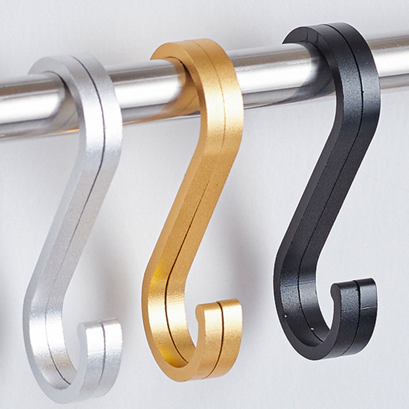 Ganchos en forma de S de aluminio para colgar ropa, colgador de barandilla de cocina, soporte de broche para colgar ropa, bolso, ollas, sartenes, herramientas de toalla, 10 piezas