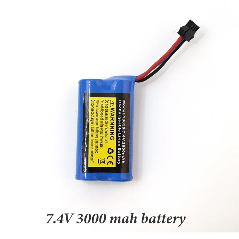 Batterie Li-ion 7.4v 3000mAh 18500 pour MN82 MN82S MN99S MN168 MN128 1300mah 1/12 RC camion/voitures pièces de rechange 2S 7.4V: Yellow