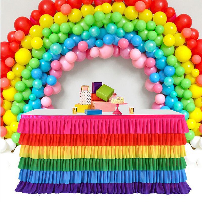 Falda de mesa de tul de arcoíris de unicornio, falda de mesa de sirena, faldas de tutú para Baby Shower, cumpleaños, boda, decoraciones de despedida de soltera