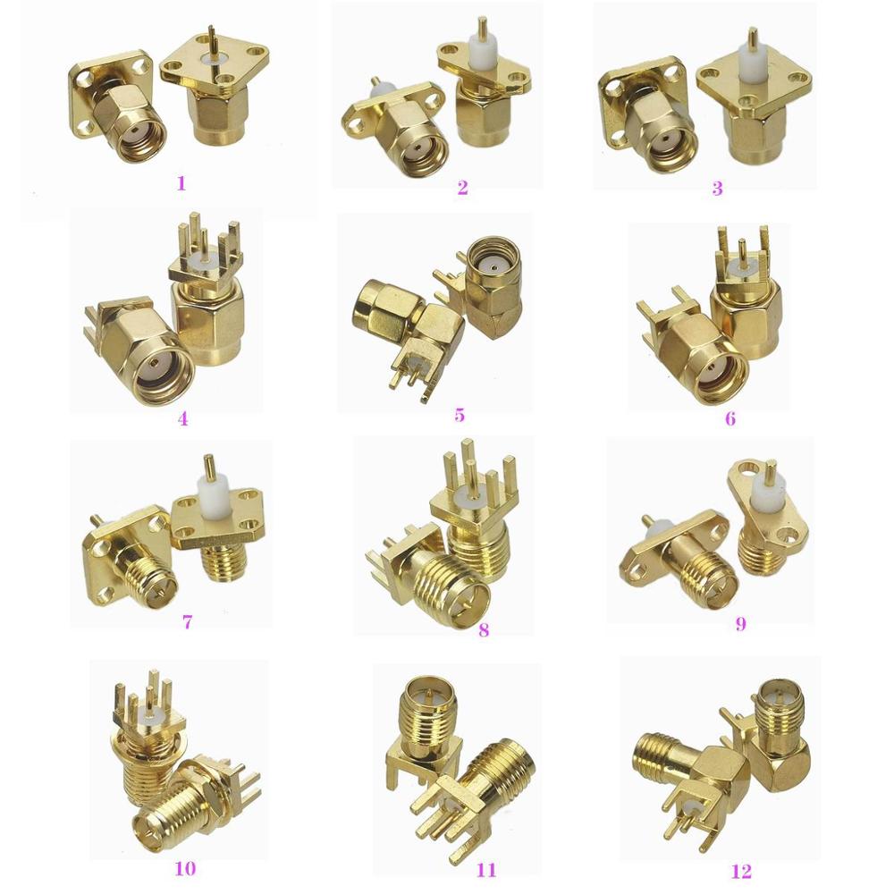 1Pcs RP-SMA Rpsma Mannelijke Jack & Vrouwelijke Plug Schot & Flens Solder Panel Mount & Pcb Mount Rf Adapter connector