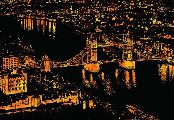 40.5cm*28.5cm Scratch Night View World City Scraping Paintings Decorative Paper DIY Paintings DIY: London 
