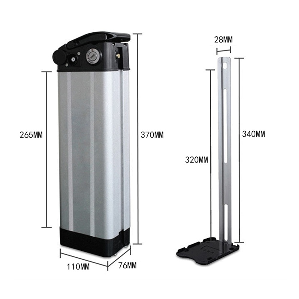 E-bike Battery Box Protective Storage Case Electric Bike 36V 48V Aluminum Alloy DC Charging Port Holder Case E-bike Accessories