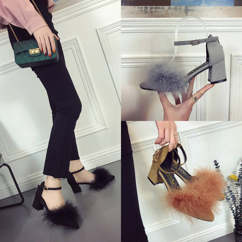 Lente 5 Cm Dik Met Hoge Hakken Suède Professionele Woord Gesp Enkele Schoenen Vrouwelijke Tij Mujer S045