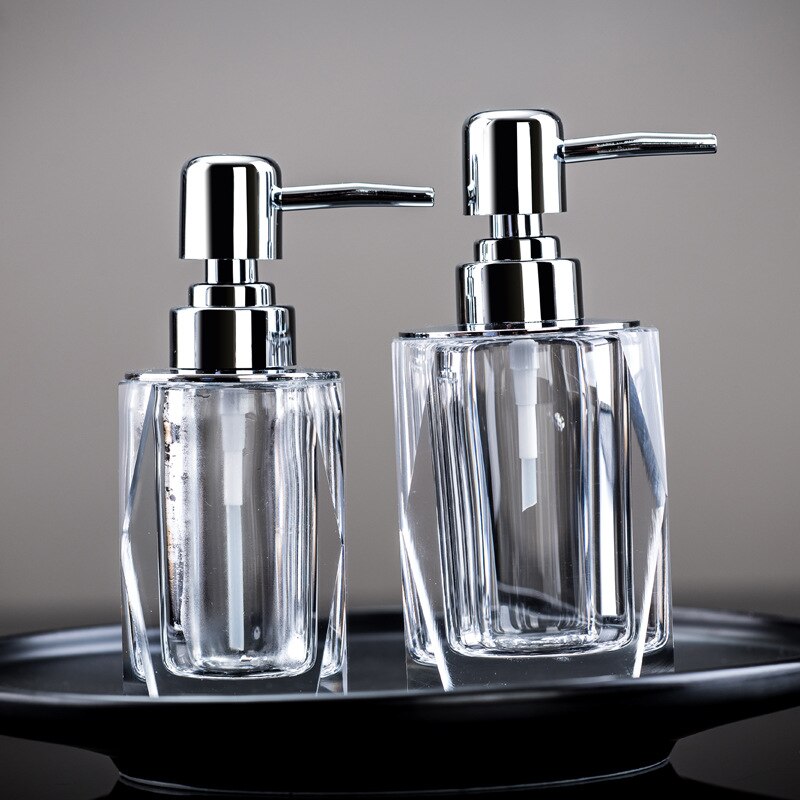Hause Transparent Kristall Glas Hand Sanitizer Seife Flasche Kreative Europäische Presse Hotel Flüssigkeit Seife Dispenser Seife Lotion Flasche