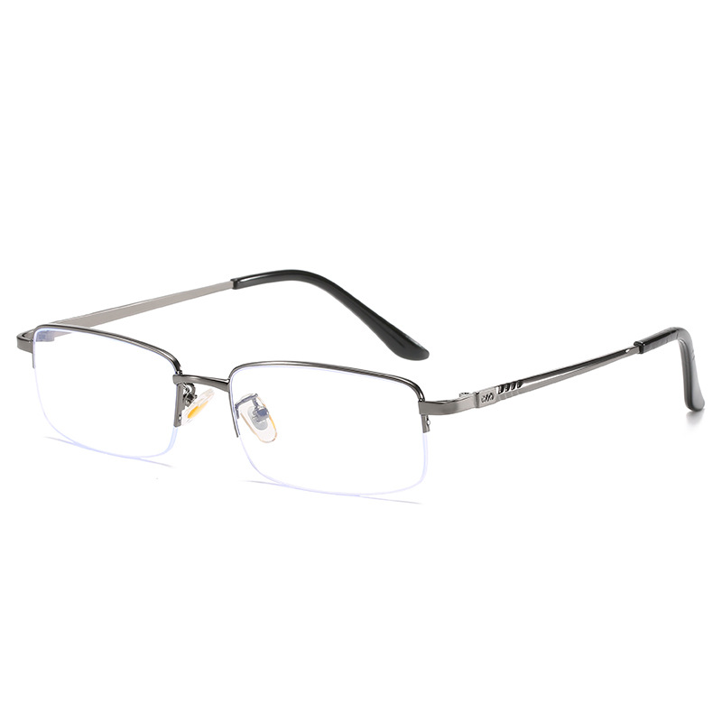 Elbru-gafas miopes cuadradas para hombre, anteojos de negocios semimontura, antiluz azul, miopía, ultraligeros, de Metal, transparentes
