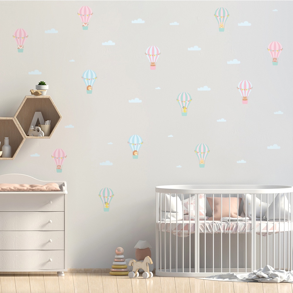 Diy Cartoon Dier Air Balloon Muursticker Voor Kinderkamer Kinderkamer Fidge Kast Decals Muurschilderingen Home Decor