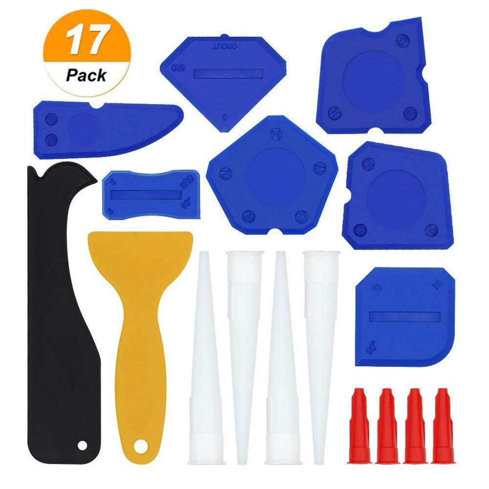 17 unids/set espátula selladora de silicona utensilio para quitar masilla o cemento herramienta de plástico + Kit de herramientas de silicona: Blue