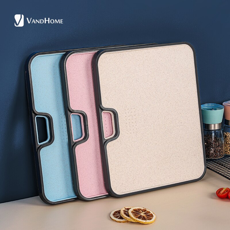 VandHome Cutting Board Wheat Straw Double Sided Chopping Blocks Sterile Mildew Chopping Board Cutting Board Kitchen Supplies