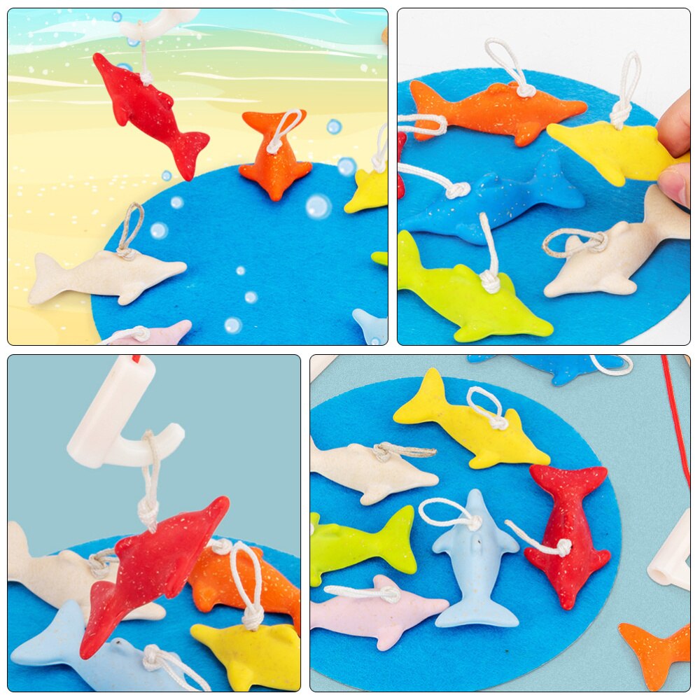 1 Set Funny Wooden Fishing Toy Colorful Exquisite Educational Plaything Fishing Game Toy for Kindergarten