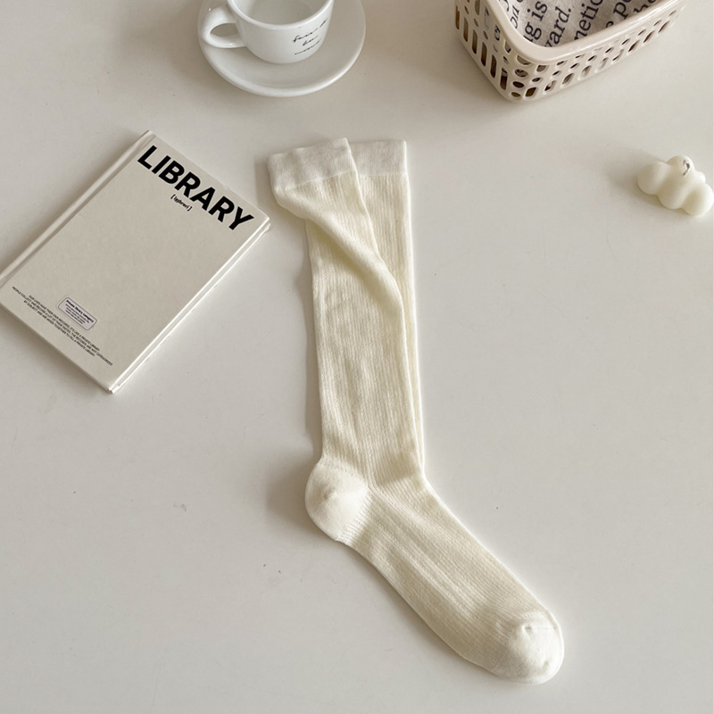 Women Stockings JK Lolita Sweet Girls Long Socks Stocking Japanese Style Solid Color Black White Gray Knee Socks Stockings Women: Beige