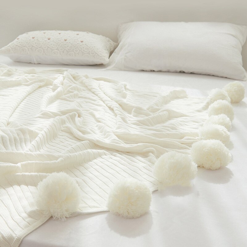 Hairball Katoen Breien Deken Dutje Airconditioning Novelty Deken Volwassen/Kinderen Bed Deken voor Alle Seizoen Bed, stoel, Bank: White / 100X150CM