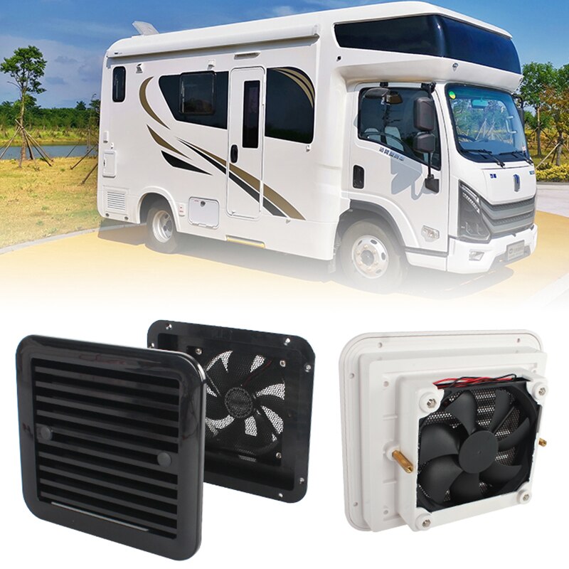 Rejilla de ventilación para nevera de 12V y 4W, ventilación negra con ventilador para remolque RV, caravana, escape de aire silencioso lateral, accesorios para automóviles, estilismo para automóviles