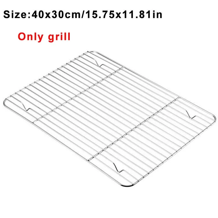 Bandeja para hornear galletas con parrilla Rectangular de acero inoxidable con rejilla de enfriamiento extraíble, utensilio de cocina, bandeja antiadherente adecuada para horno: Gris oscuro