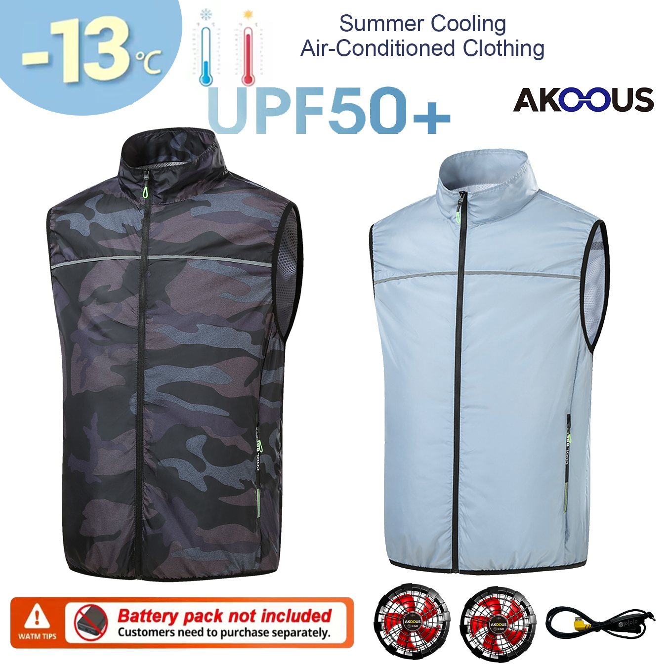 AKOOUS 12 V/5 V USB 4 Fans Koelvest Mannen Draagbare Airconditioning Kleding voor Outdoor Werk Vissen Wandelen losse Cool Vest