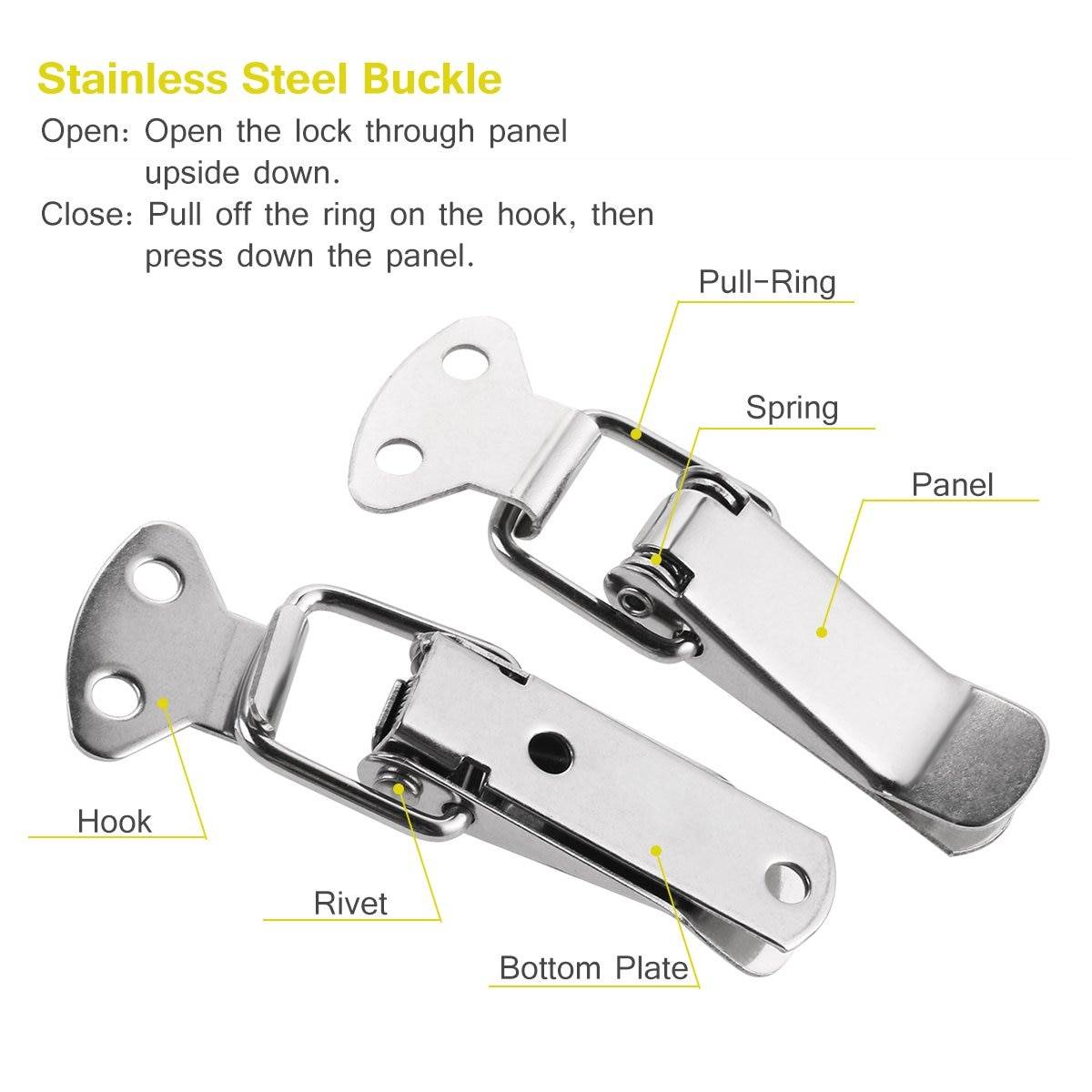 10pcs Stainless Steel Toolbox Toggle Latch 72mm Length Cabinet Spring Loaded Toggle Clamps Box Clasp Buckle Trunk Latch Catches