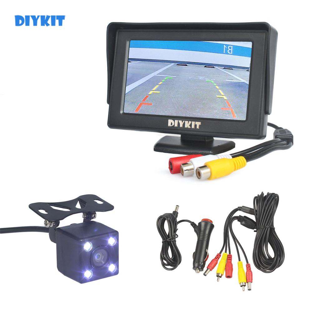 DIYKIT Draad 4.3 "TFT LCD Car Rear View Monitor Kit Omkeren HD LED Camera Parking Assistance System Kit
