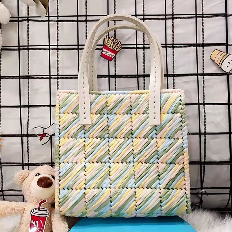 Handcraft Weaving Bag Making Material DIY Woman Handbag Shoulder Bag Selfmade Supplies Latch Hook Weave Bag Accessories: Green
