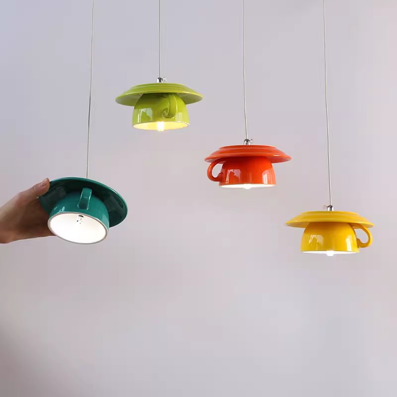 Nordic Keramische Cup Lamp Woonkamer Eettafel Kroonluchter Minimalistische Moderne Keuken Slaapkamer Bed Kroonluchter Koffie Cup Lamp