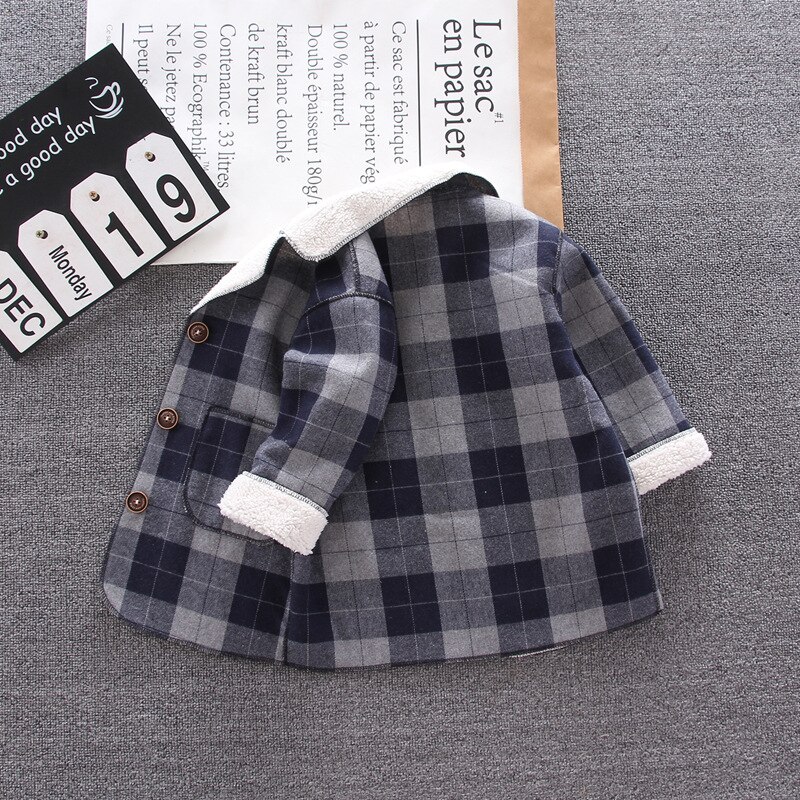 Spring Autumn Kids Gentlemanly Costume Children Boys Girl Cotton Jacket Toddler Casual Clothes Infant Plaid Clothing