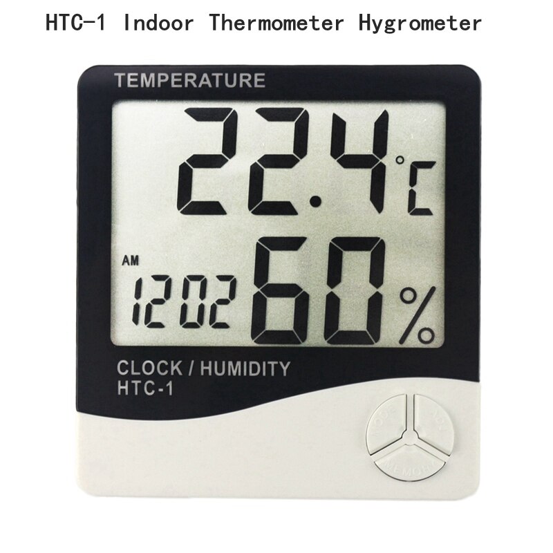 LCD Digital Temperature Humidity Meter Home Indoor Outdoor hygrometer thermometer Weather Station with Clock: HTC-1 Indoor