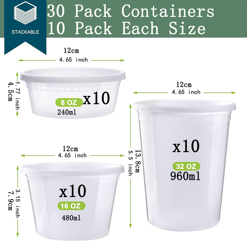 Deli Containers with Lids Food Storage Containers with Lids Freezer Safe, Soup Containers for Restaurant BPA Free Microwave Safe