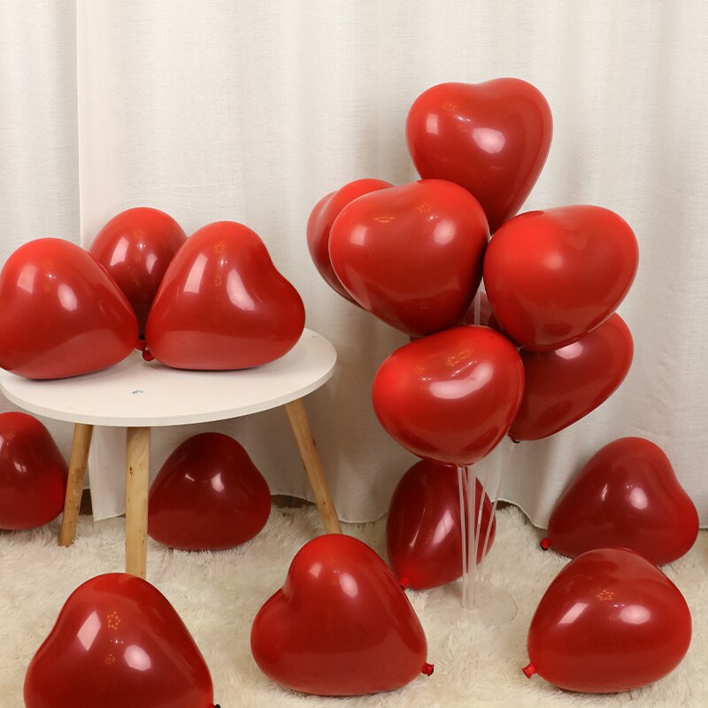 10pcs Red Heart Latex Balloons Heart Love Shape Balloon for Wedding Anniversary Valentine's Birthday Party Decorations