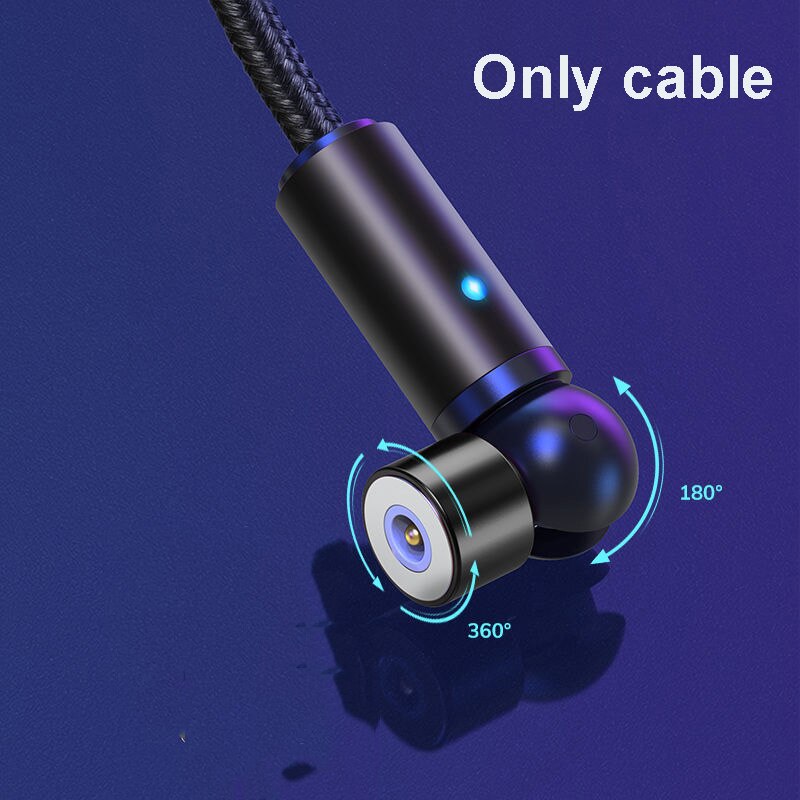 540 roterende magnetkabel hurtiglader magnetlader mikro usb type c kabel mobiltelefon ledning til iphone xiaomi samsung: 5