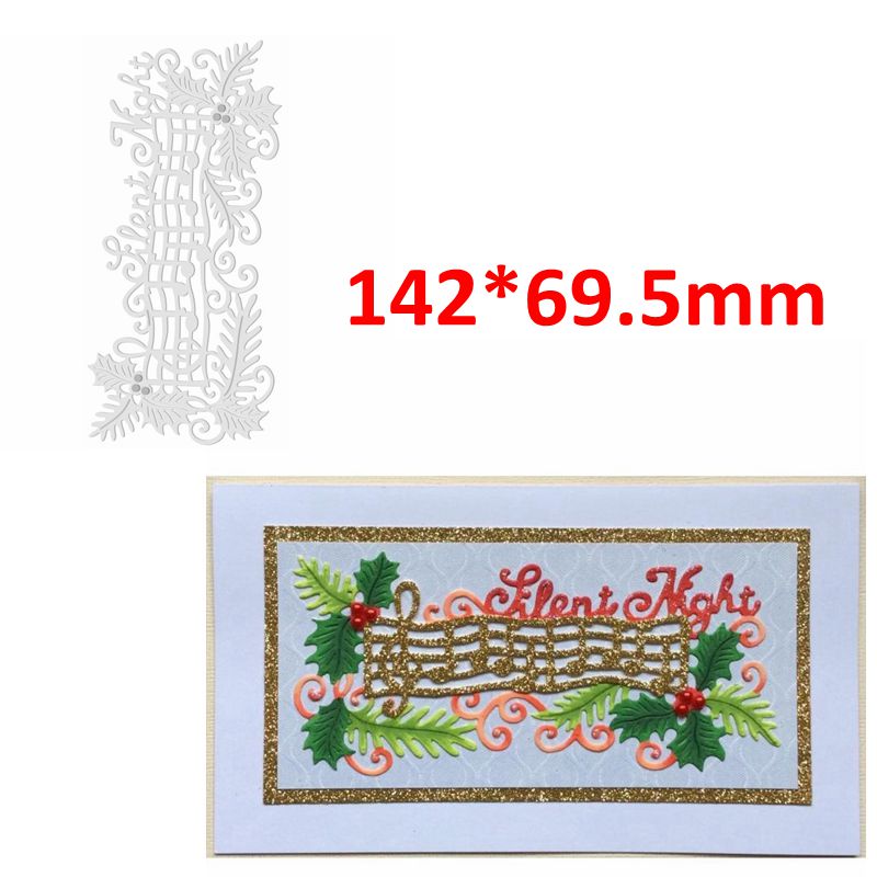 Happy Christmas Words Lace Music Note Corner Frame Stairs Window Flowers Angel Snowman Ornament Die Cut DIY Craft: 9