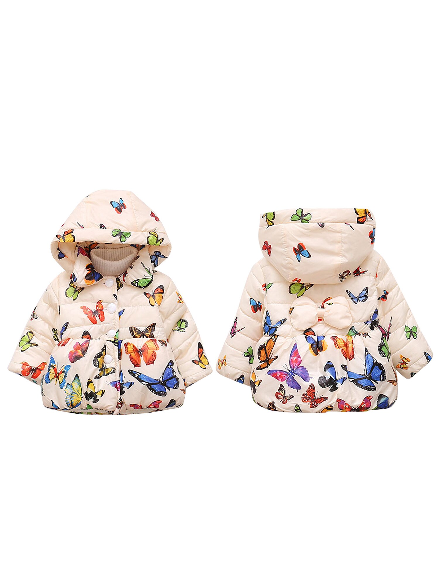 1-4 y Baby Mädchen Kleidung Herbst Winter Verdicken freundlicher Jacke Kleinkinder Mädchen Mit Kapuze Druck Nach Unten Jacken Mantel Kleinkind warme Oberbekleidung: Weiß / 5