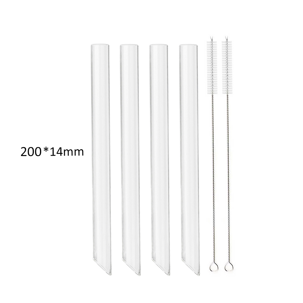 High Borosilicate Glass Straws Straight Reusable Drinking Straw Boba Bubble Tea Milk Smoothies Fruit Cocktails Bar Accessories: Orange