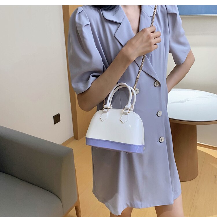 Leren contrasterende kleur handtas ketting messenger bag dames all-match draagbare gel tas