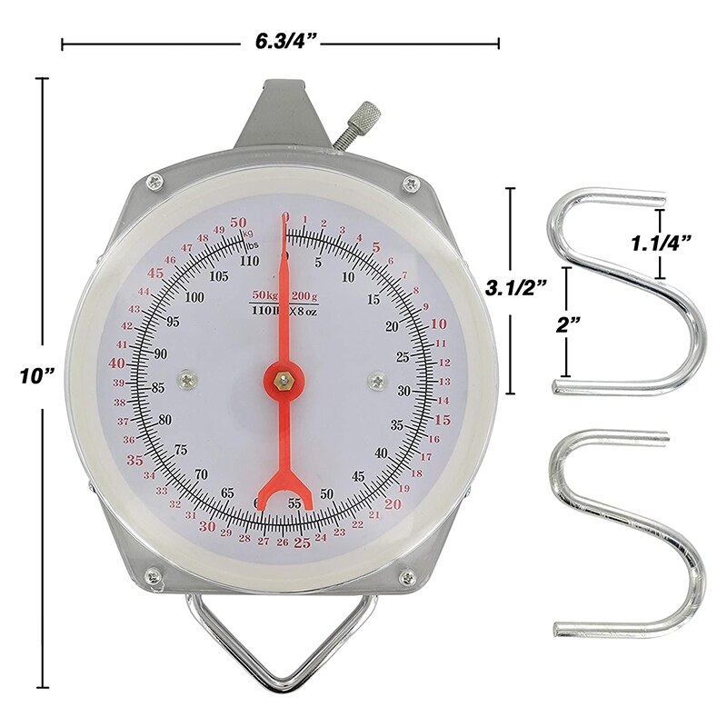 Heavy Duty Hanging Mechanical Scales Kitchen Dial Scale Multi Purpose Portable Hand Held Dial Weight Scale 110 Lb
