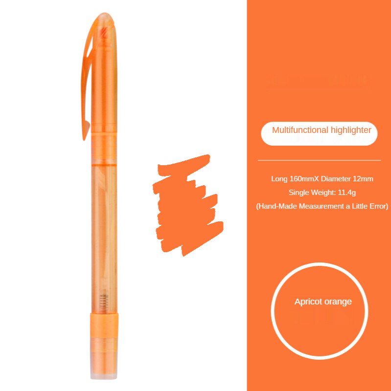1pcs Multifunctional 6-color Spray Highlighter Can Be Used for Marking and Highlighting Students Stationery: Apricot Orange