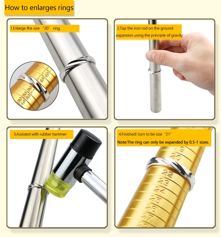 Varilla ampliadora de anillo , martillo con mango de mandril, medidor de anillo, palo medidor de dedo para hacer joyería DIY, herramientas de medición