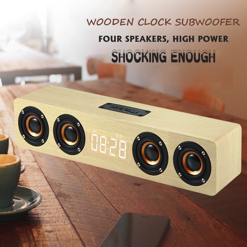 Barra de sonido con Subwoofer para cine en casa, altavoz inalámbrico con Bluetooth, despertador, altavoz de ordenador, de 20W Boombox, con cable para PC y portátil