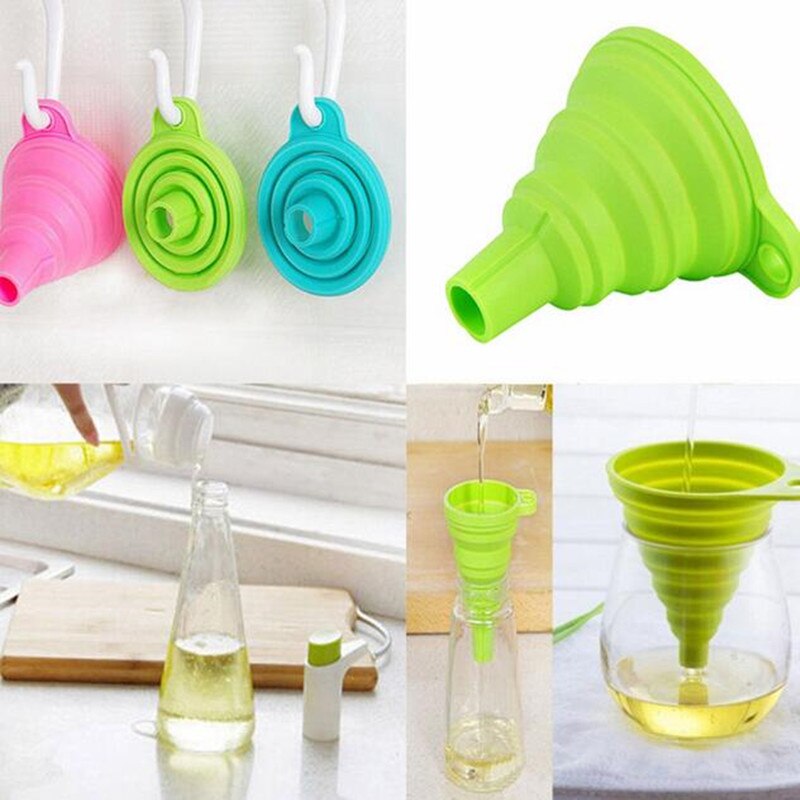 1PC Mini Foldable Funnel,Silicone Collapsible Funnel,Folding Portable Funnels Household Kitchen Funnel for Transferring Liquid