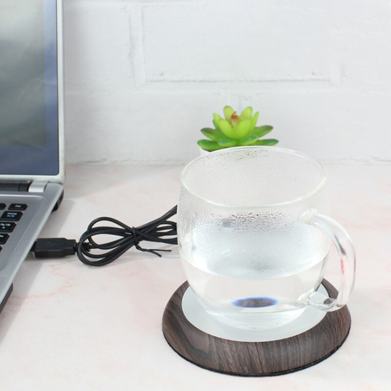 1pc USB Wood Grain Cup Warmer Heat Beverage Mug Mat Keep Drink Warm Heater Mugs Coaster