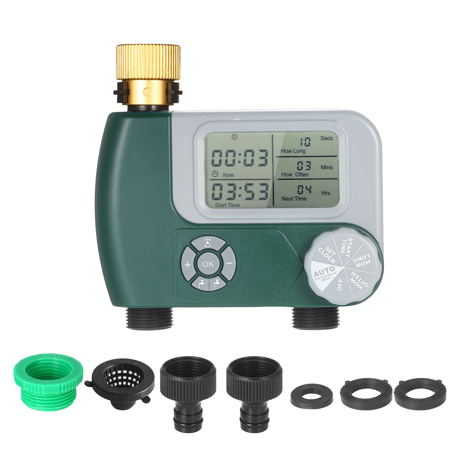 Digital slang kran timer utomhus batteridriven automatisk bevattning sprinklersystem bevattning controller med 2 uttag